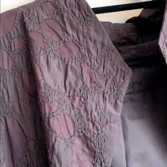 Eileen fisher silk jacket, burgandy/brown textured - Picture 3 of 5